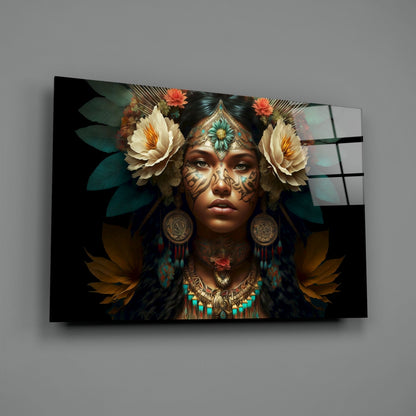 Ivory Peony Portrait Glass Wall Art