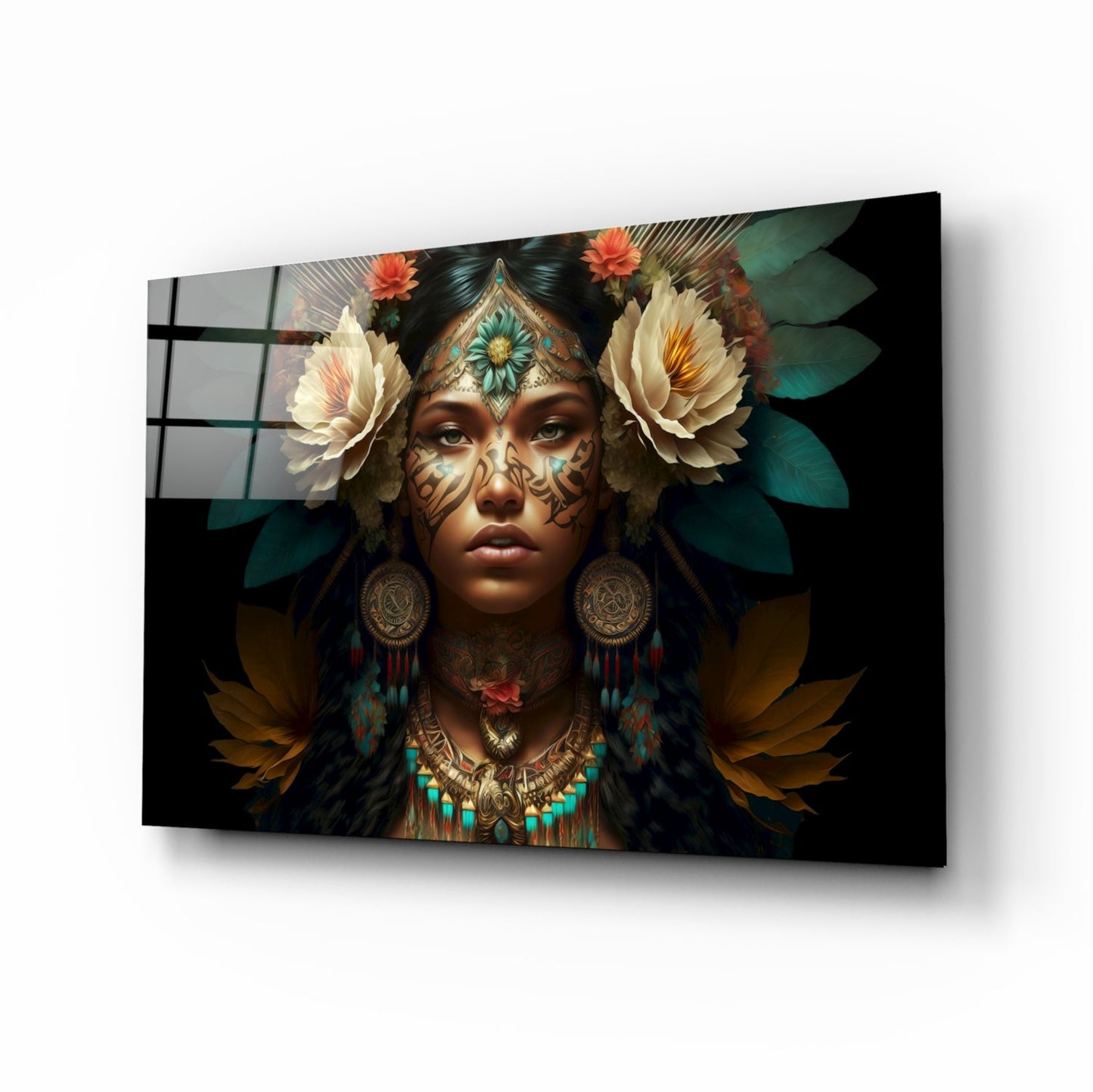 Ivory Peony Portrait Glass Wall Art
