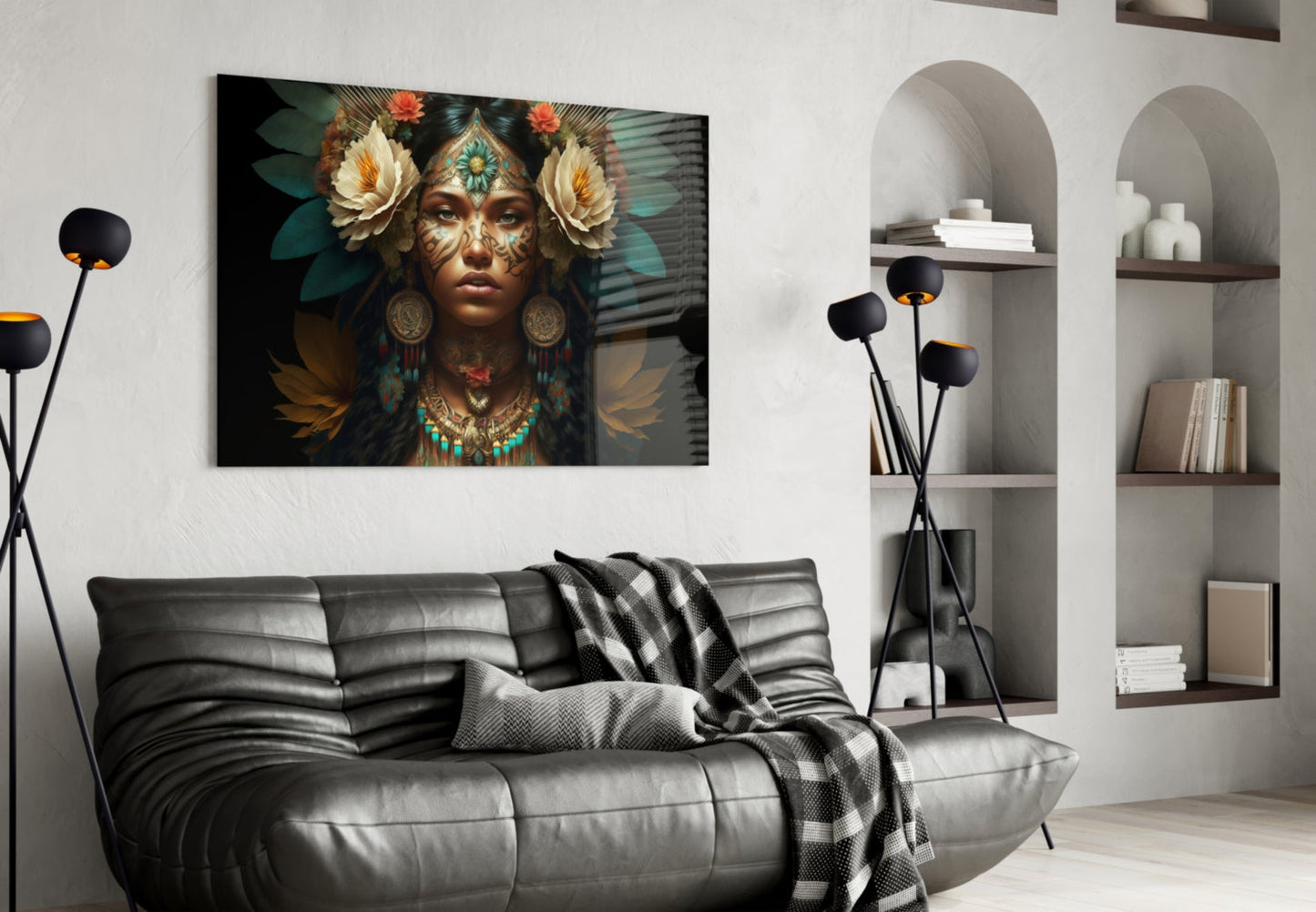 Ivory Peony Portrait Glass Wall Art