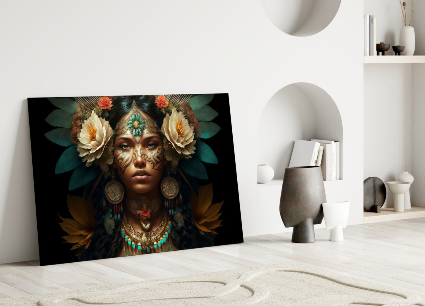 Ivory Peony Portrait Glass Wall Art