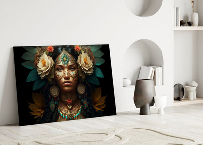 Ivory Peony Portrait Glass Wall Art