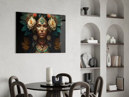 Ivory Peony Portrait Glass Wall Art