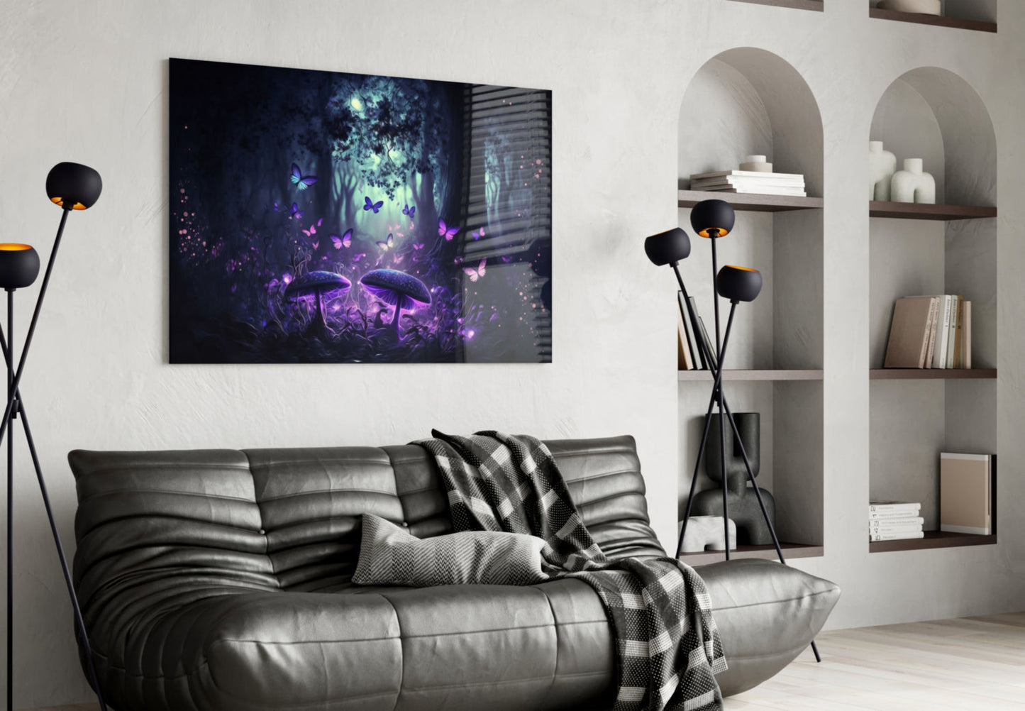 Mushrooms' Love Glass Wall Art