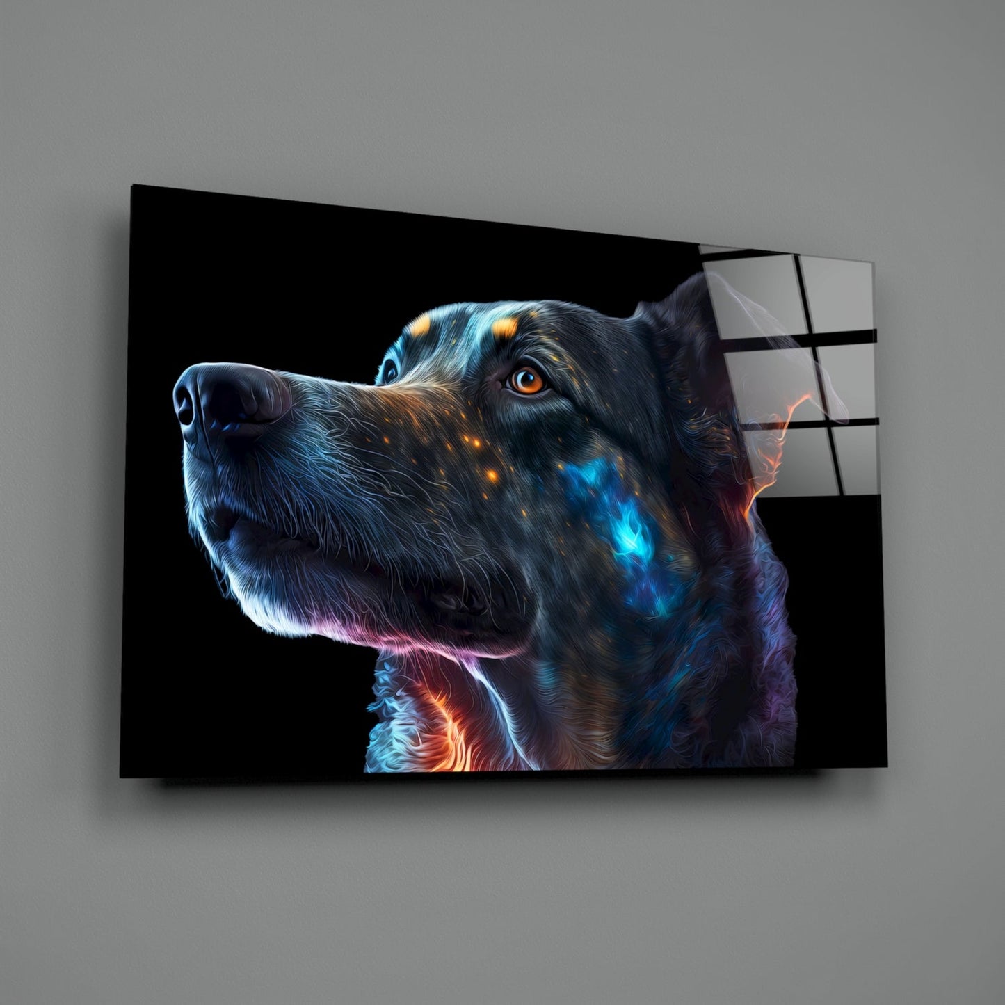 Space Dog Glass Wall Art