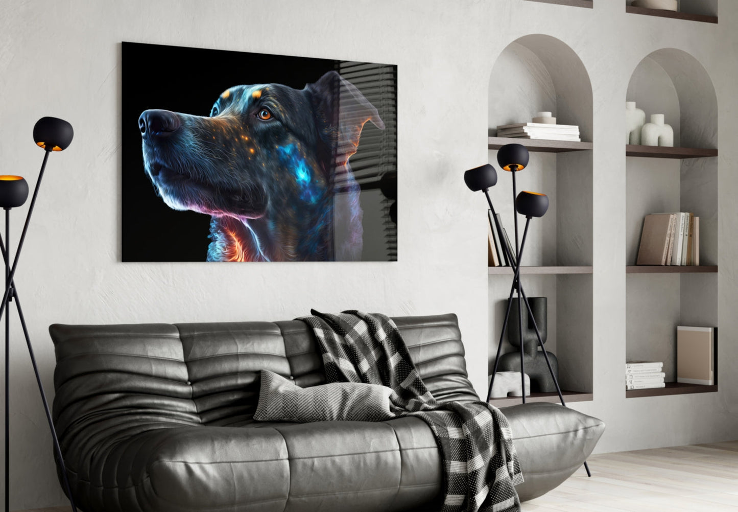 Space Dog Glass Wall Art