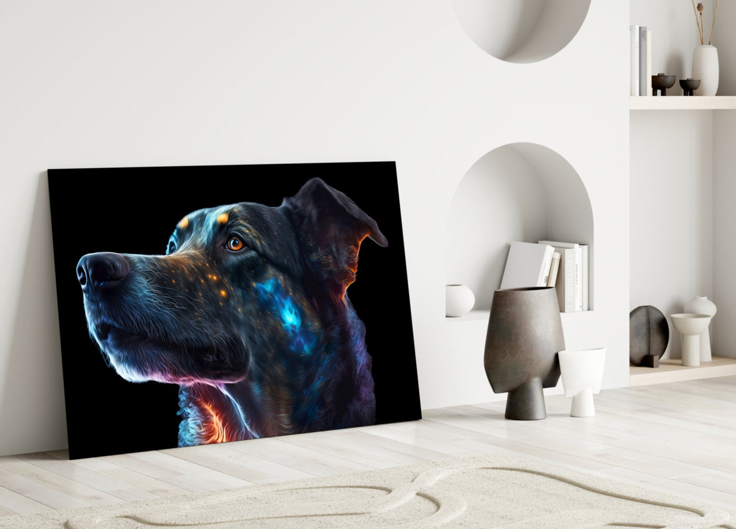 Space Dog Glass Wall Art