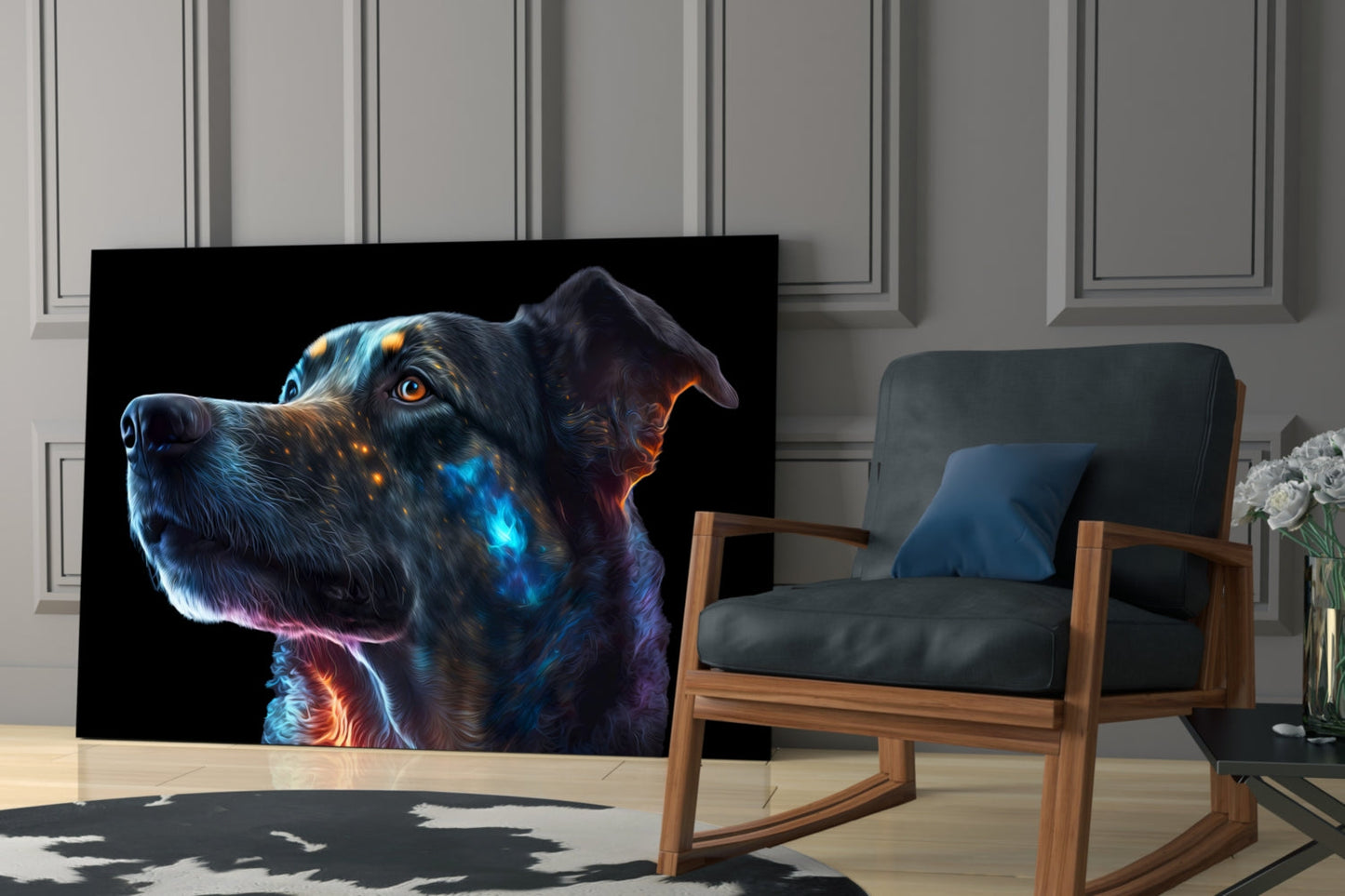 Space Dog Glass Wall Art