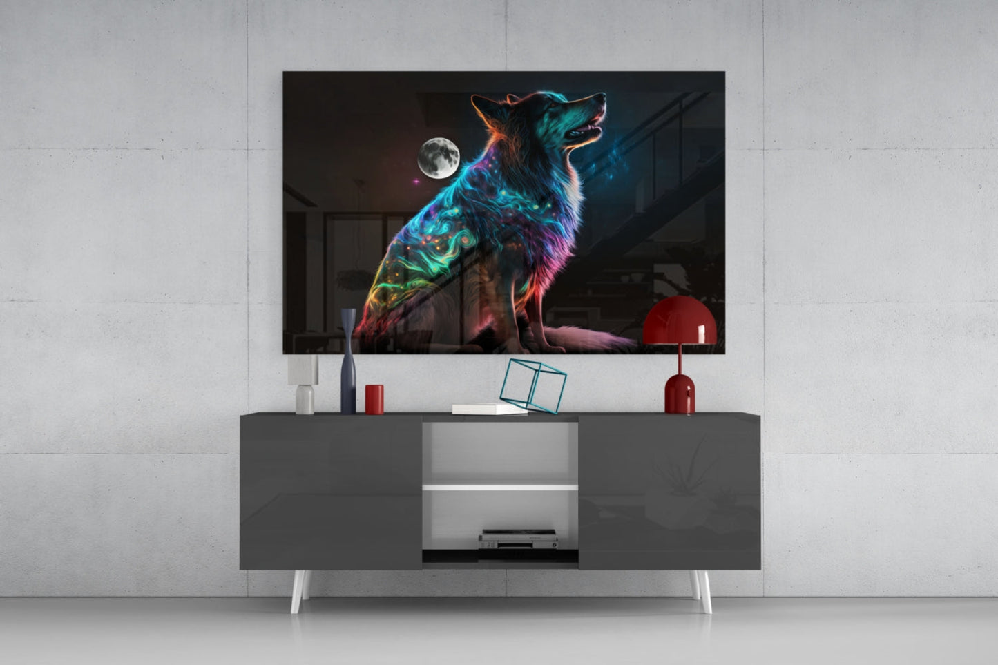 Space Dog Glass Wall Art