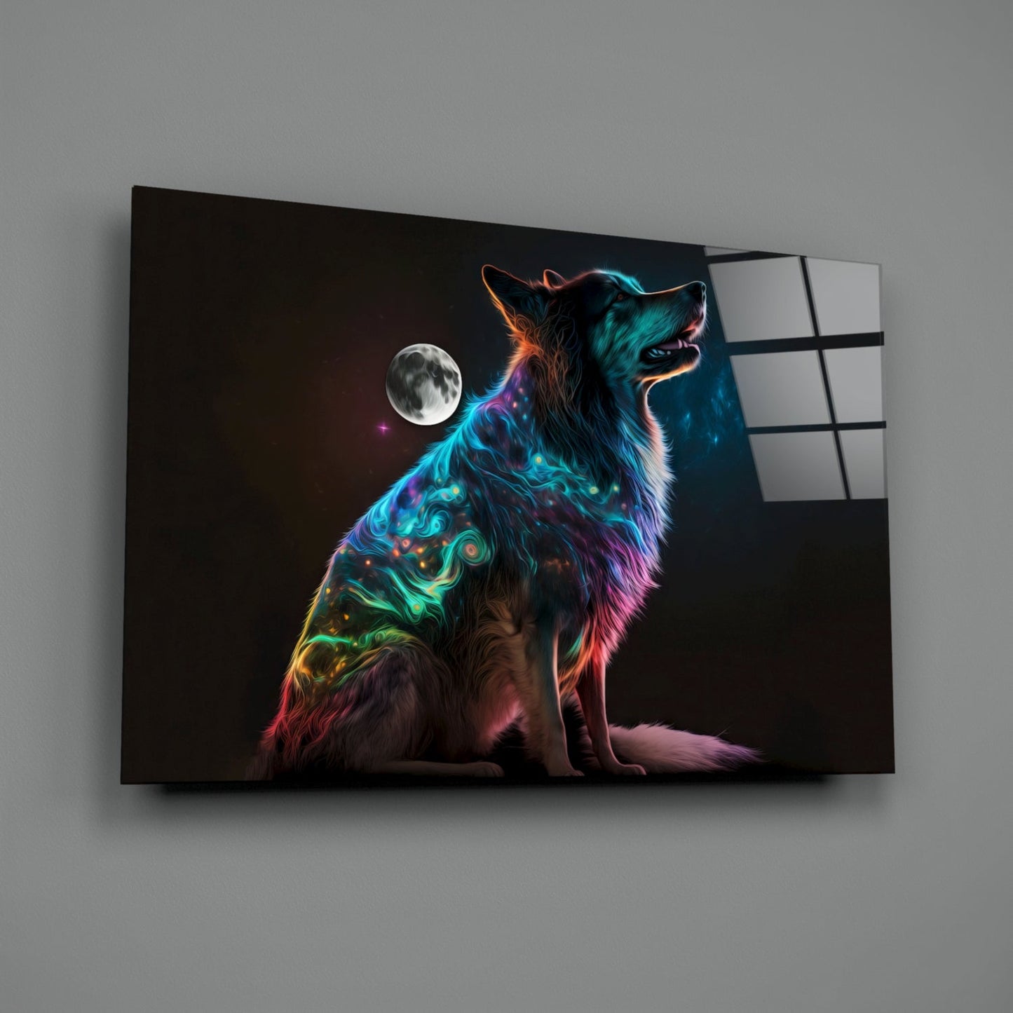 Space Dog Glass Wall Art