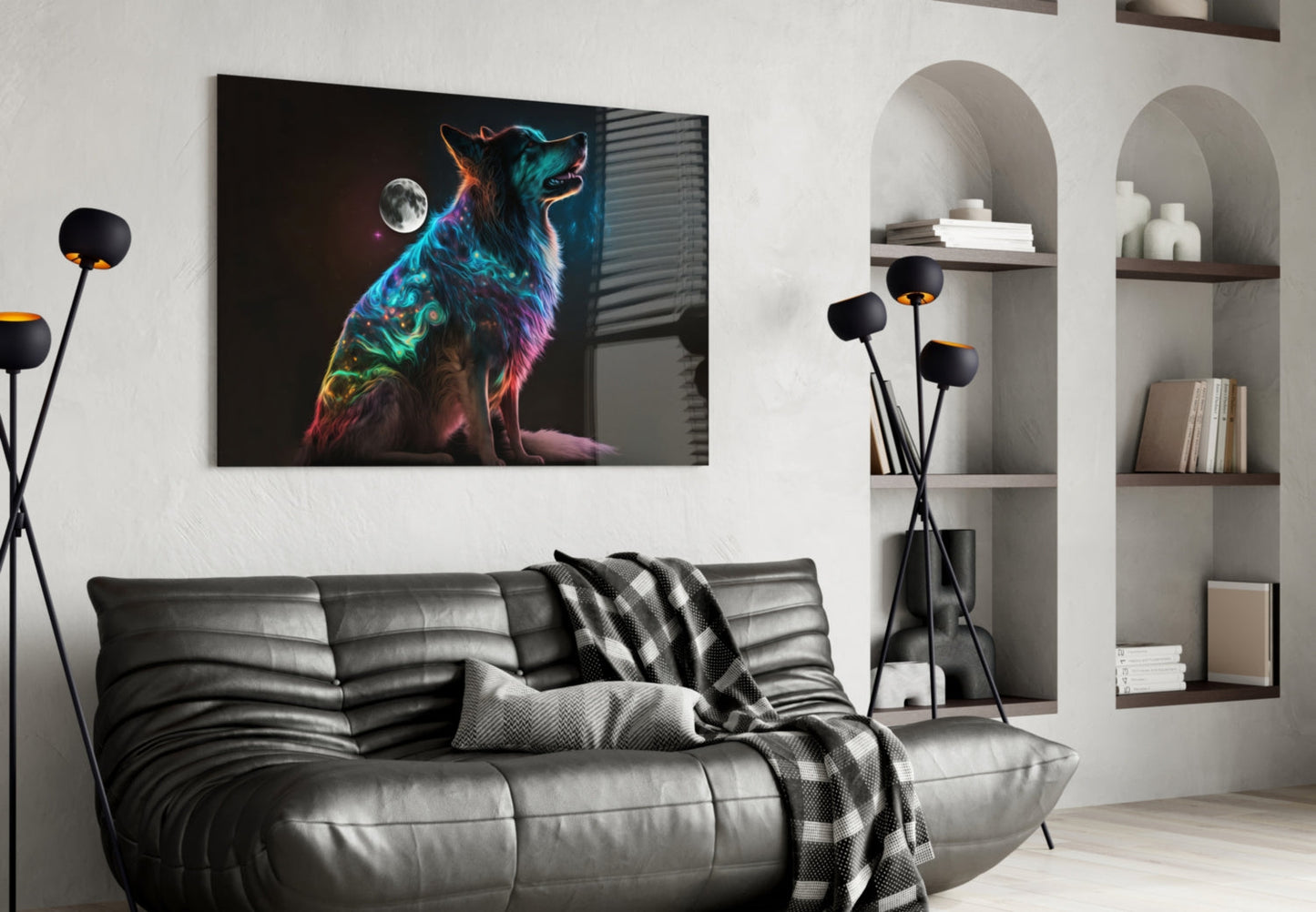 Space Dog Glass Wall Art