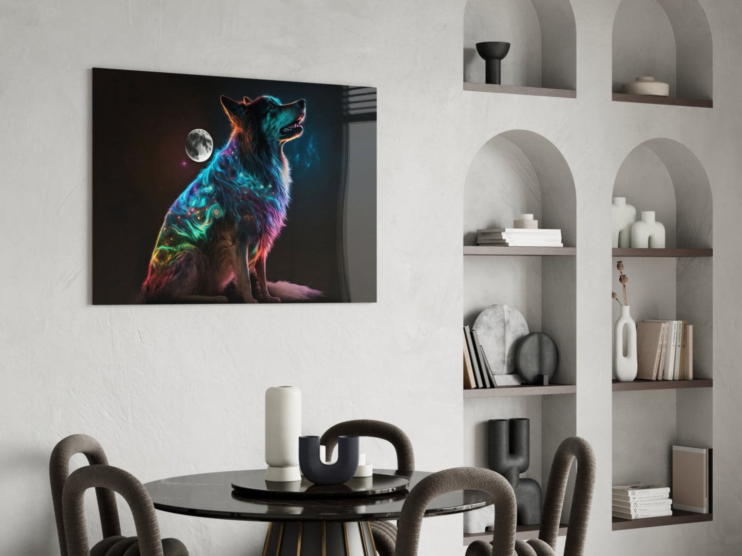 Space Dog Glass Wall Art