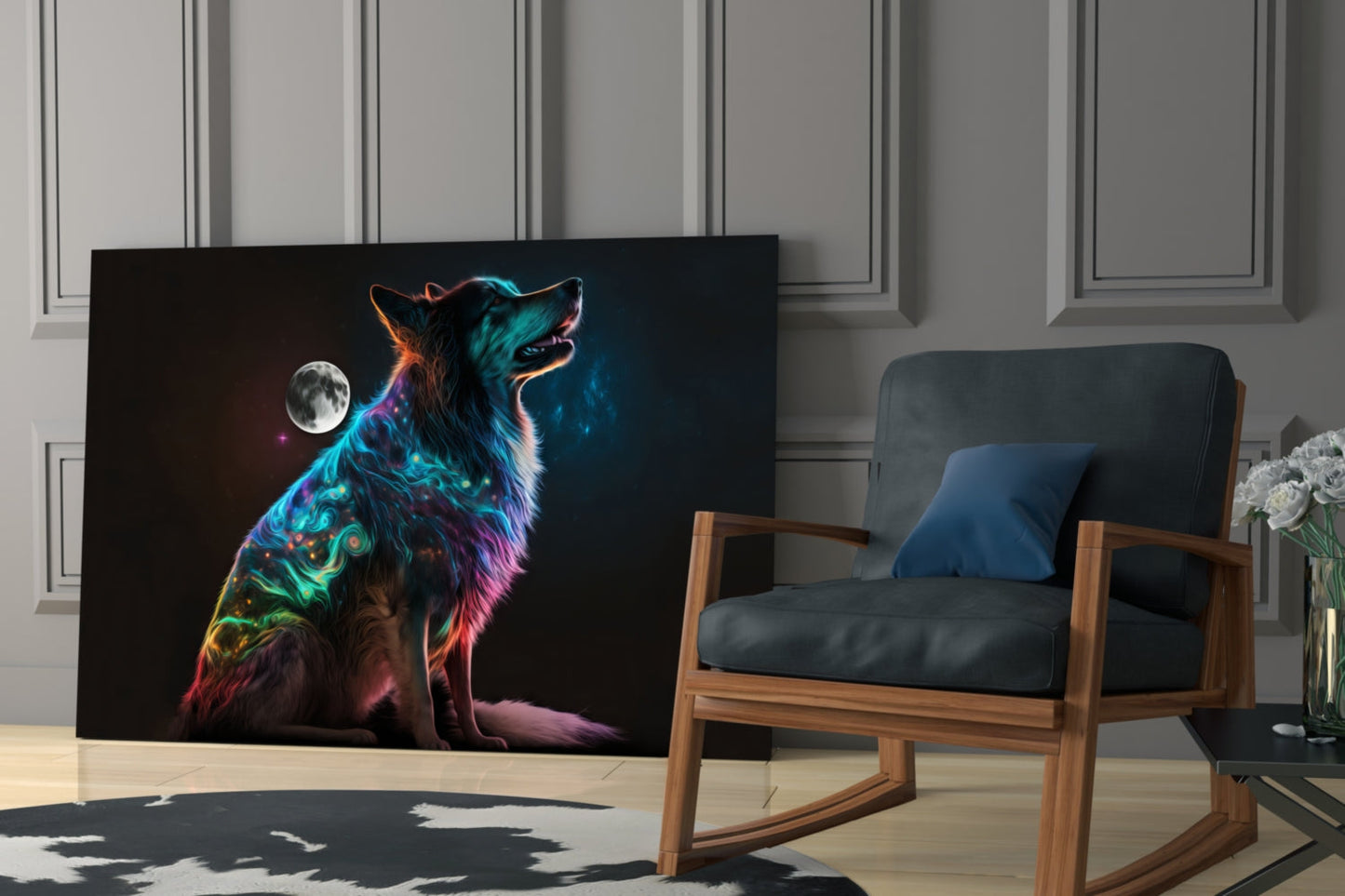 Space Dog Glass Wall Art