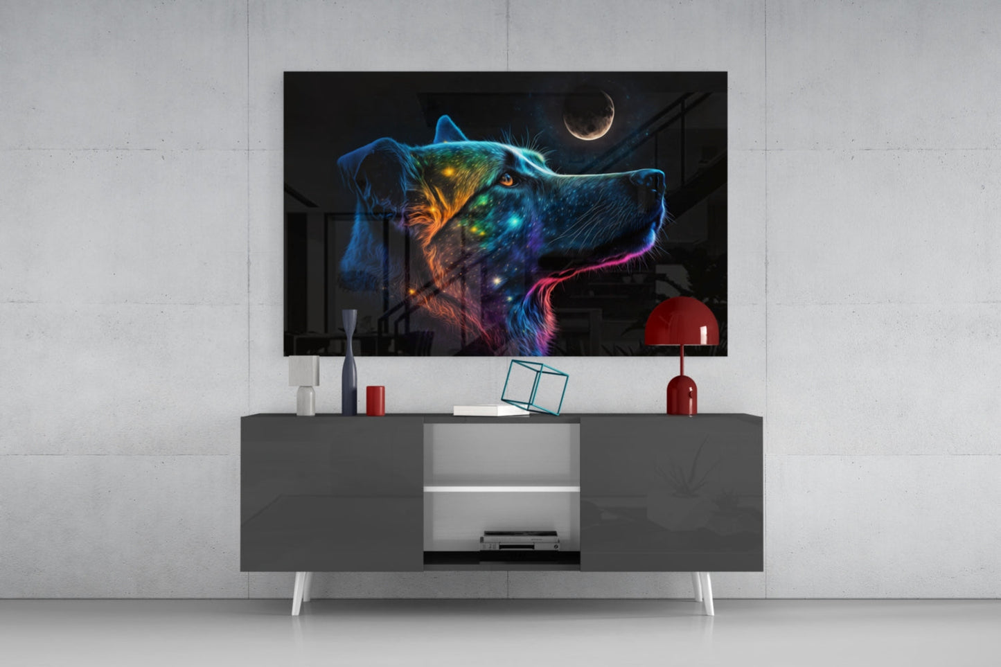 Space Dog Glass Wall Art