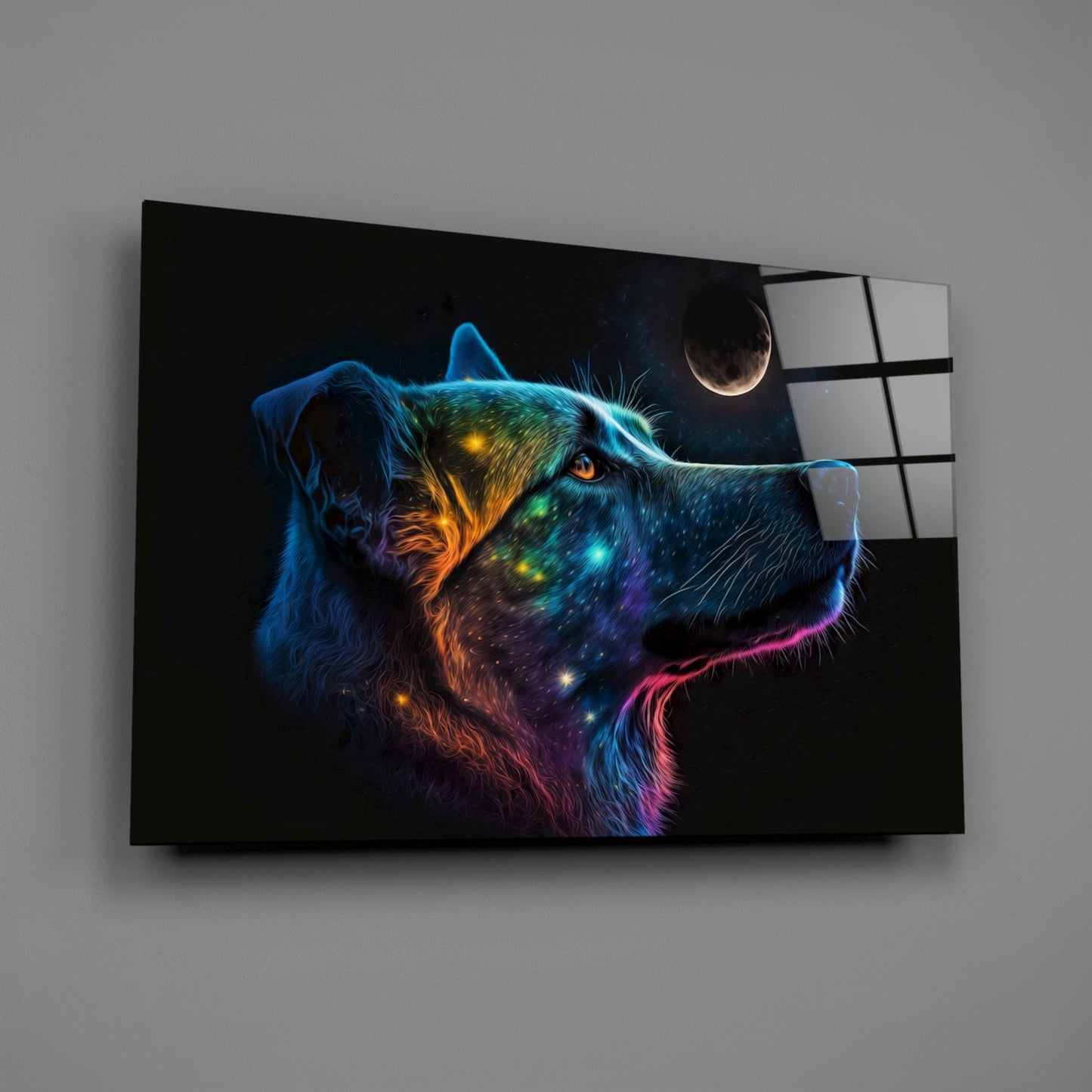 Space Dog Glass Wall Art
