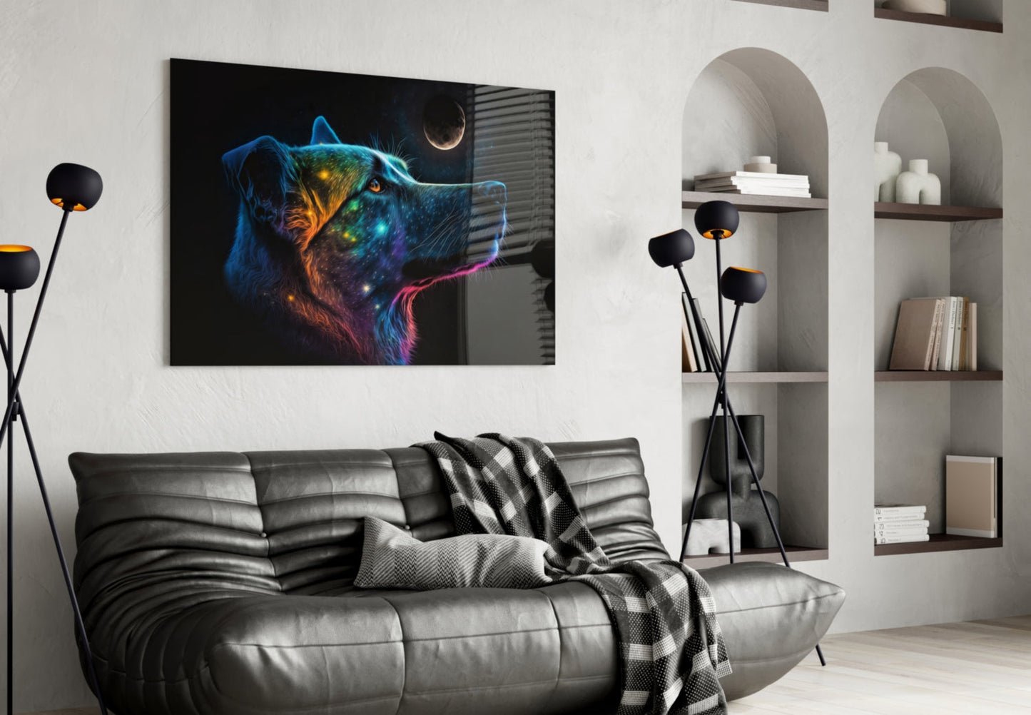 Space Dog Glass Wall Art