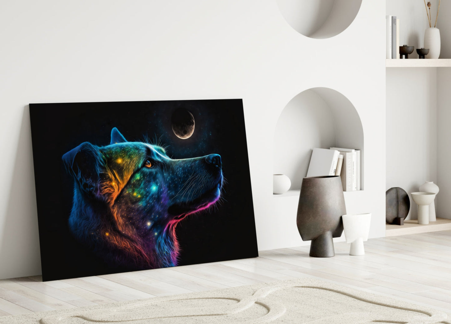 Space Dog Glass Wall Art