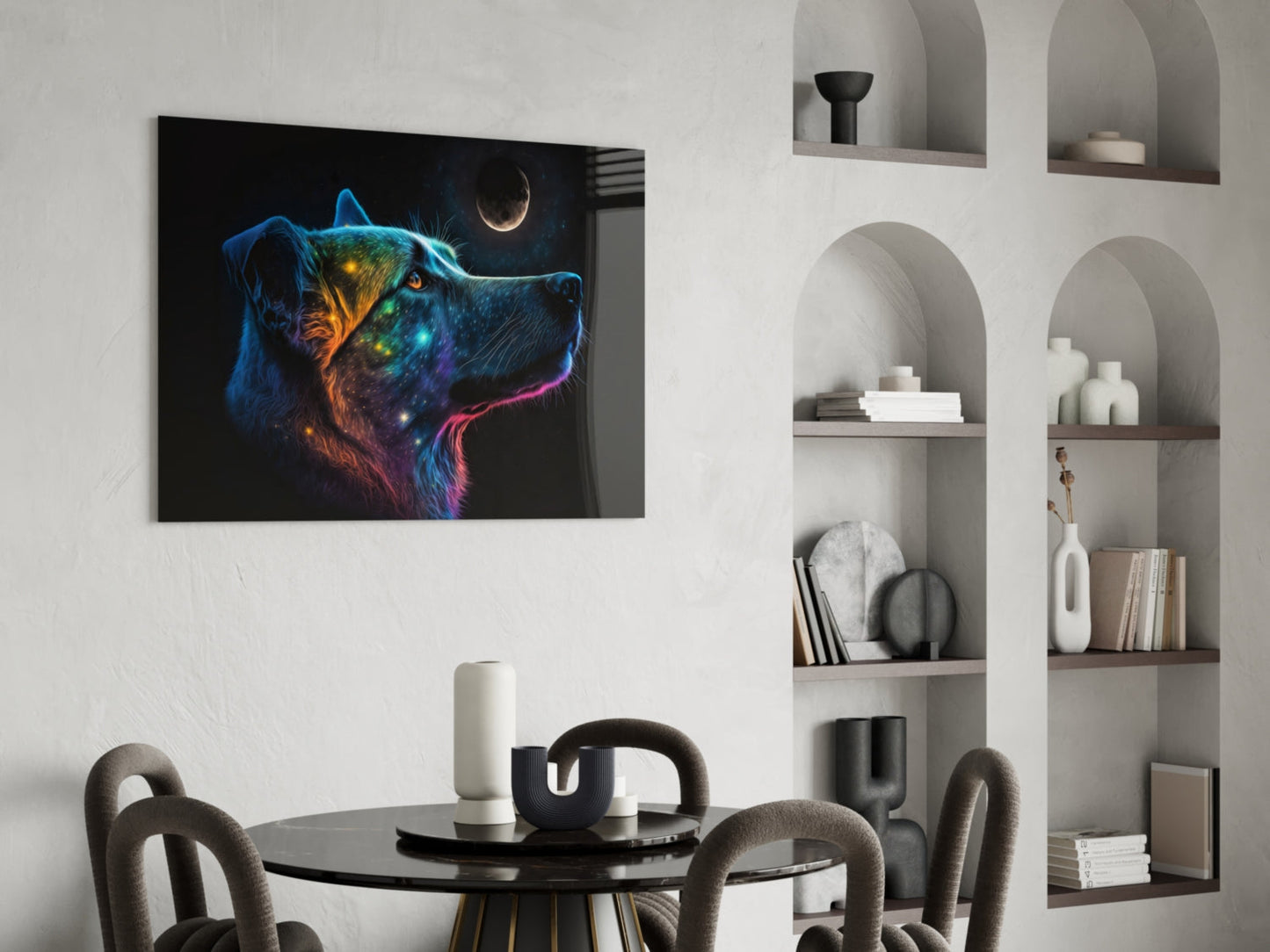 Space Dog Glass Wall Art