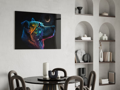 Space Dog Glass Wall Art