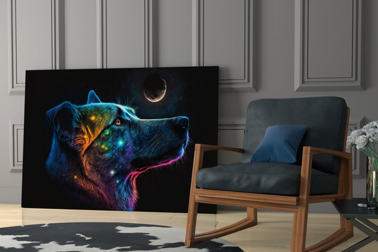 Space Dog Glass Wall Art