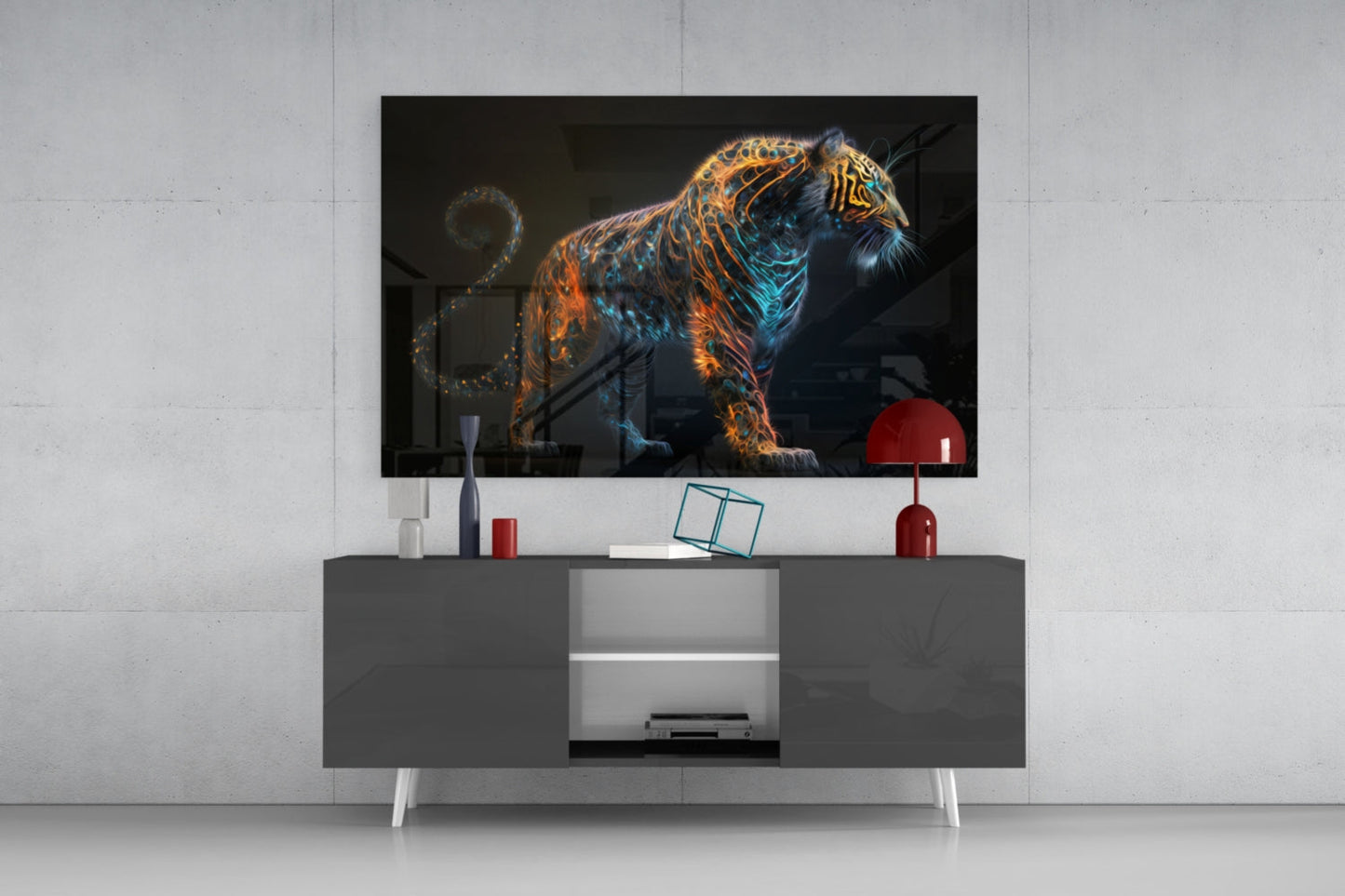 Sparkling Glory Tiger Glass Wall Art