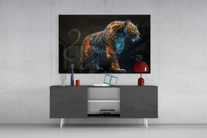 Sparkling Glory Tiger Glass Wall Art
