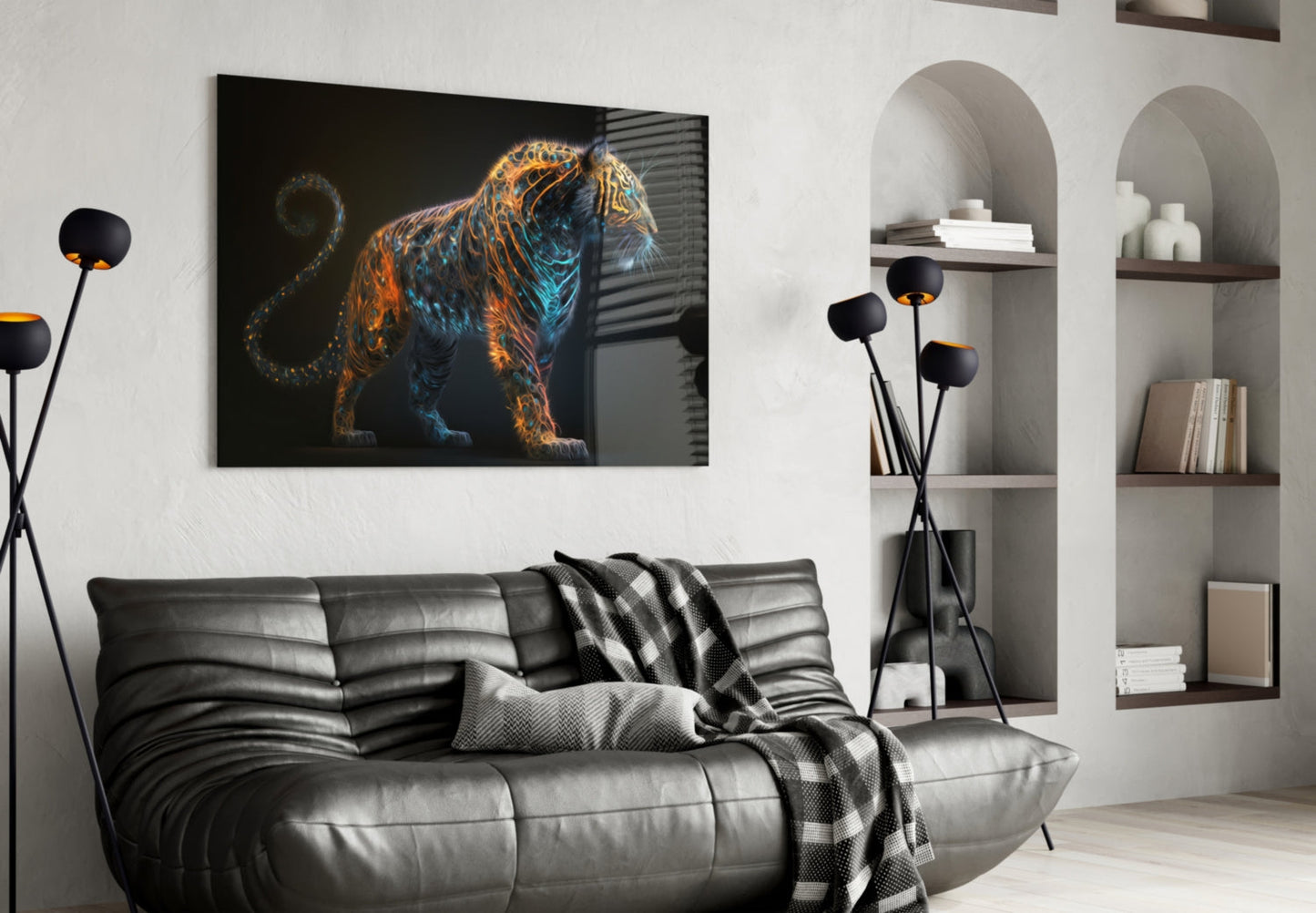 Sparkling Glory Tiger Glass Wall Art