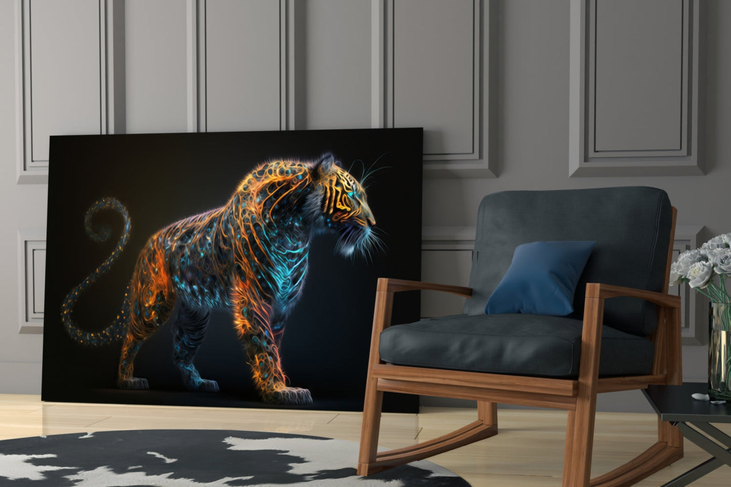 Sparkling Glory Tiger Glass Wall Art