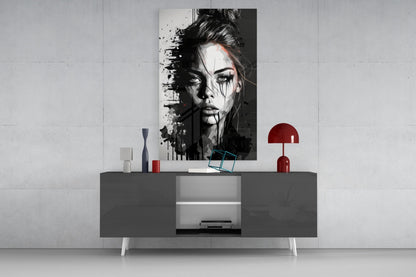 Scribbled Beauty Glass Wall Art