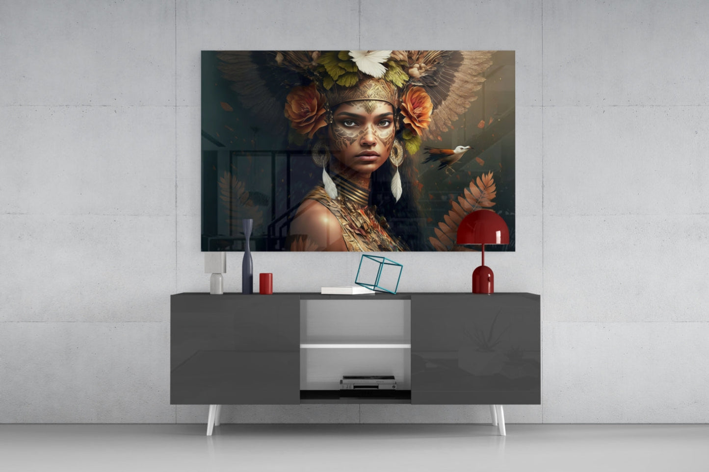 Princess of Flowers Glass Wall Art