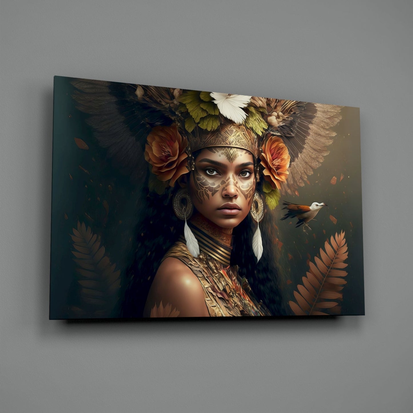 Princess of Flowers Glass Wall Art