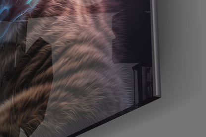 Moon Cat Glass Wall Art