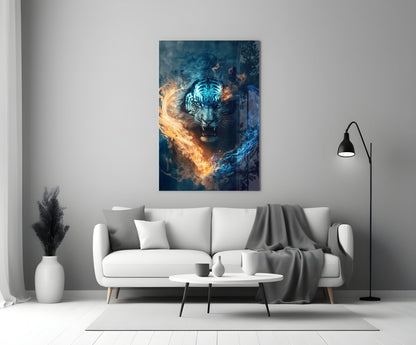 Flaming Anger Glass Wall Art