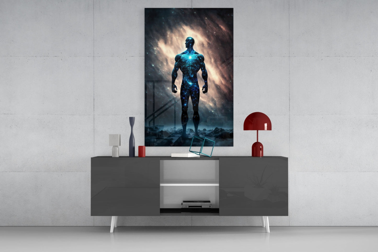 Vitruvius Man Nebula Glass Wall Art