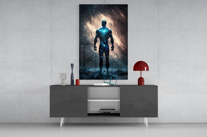 Vitruvius Man Nebula Glass Wall Art