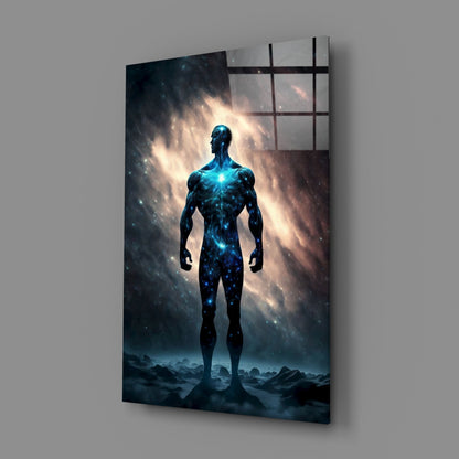 Vitruvius Man Nebula Glass Wall Art