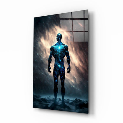 Vitruvius Man Nebula Glass Wall Art