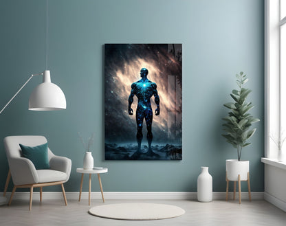 Vitruvius Man Nebula Glass Wall Art