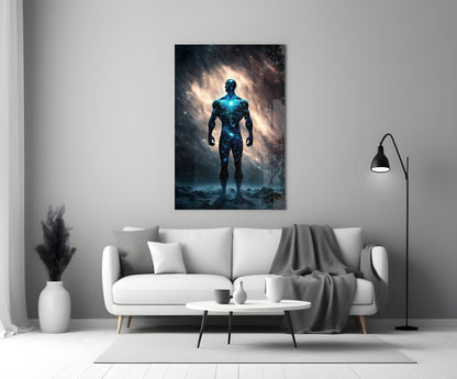 Vitruvius Man Nebula Glass Wall Art