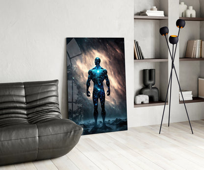 Vitruvius Man Nebula Glass Wall Art