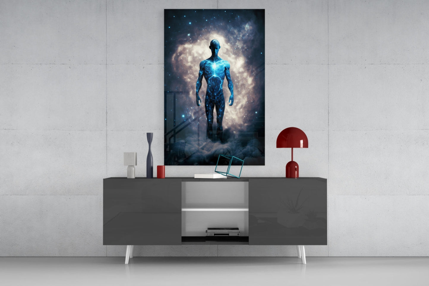 Vitruvius Man Cloud Halo Glass Wall Art