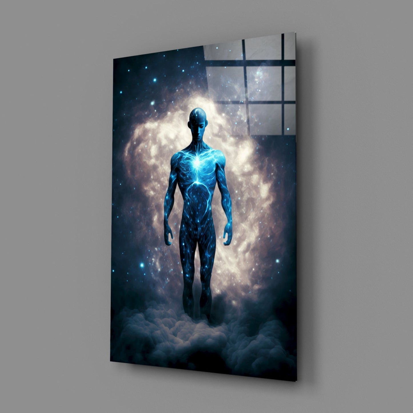 Vitruvius Man Cloud Halo Glass Wall Art
