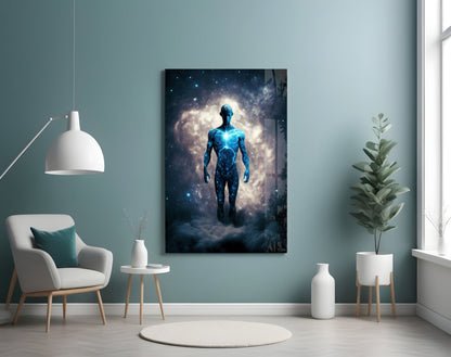 Vitruvius Man Cloud Halo Glass Wall Art