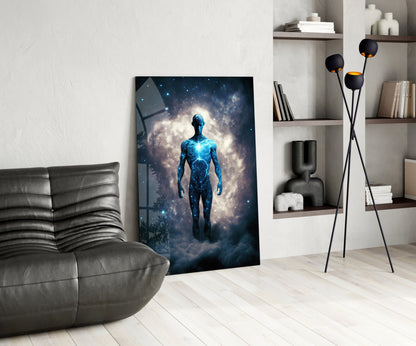 Vitruvius Man Cloud Halo Glass Wall Art