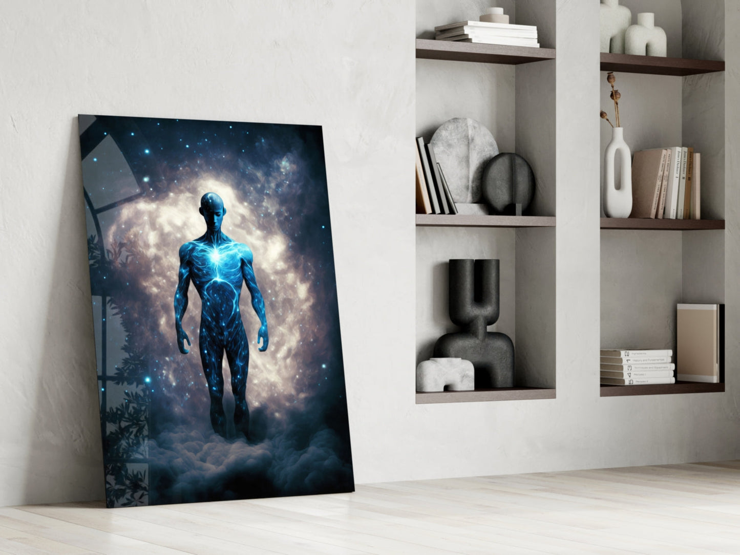 Vitruvius Man Cloud Halo Glass Wall Art