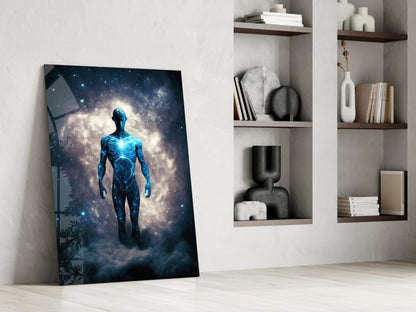 Vitruvius Man Cloud Halo Glass Wall Art