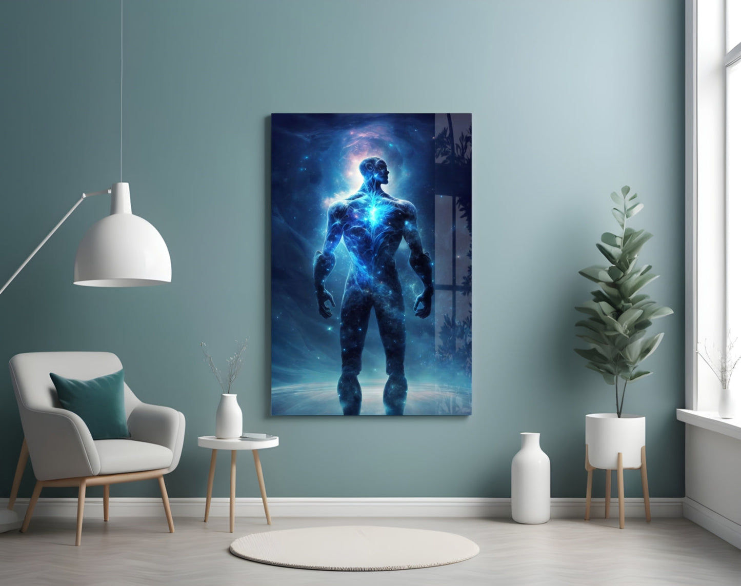 Vitruvius Man Glass Wall Art