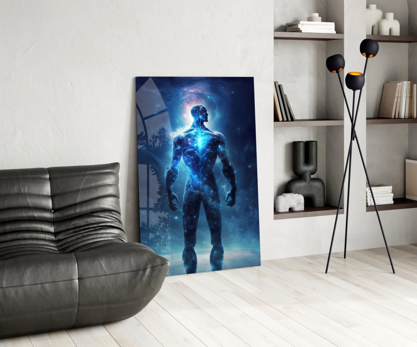 Vitruvius Man Glass Wall Art
