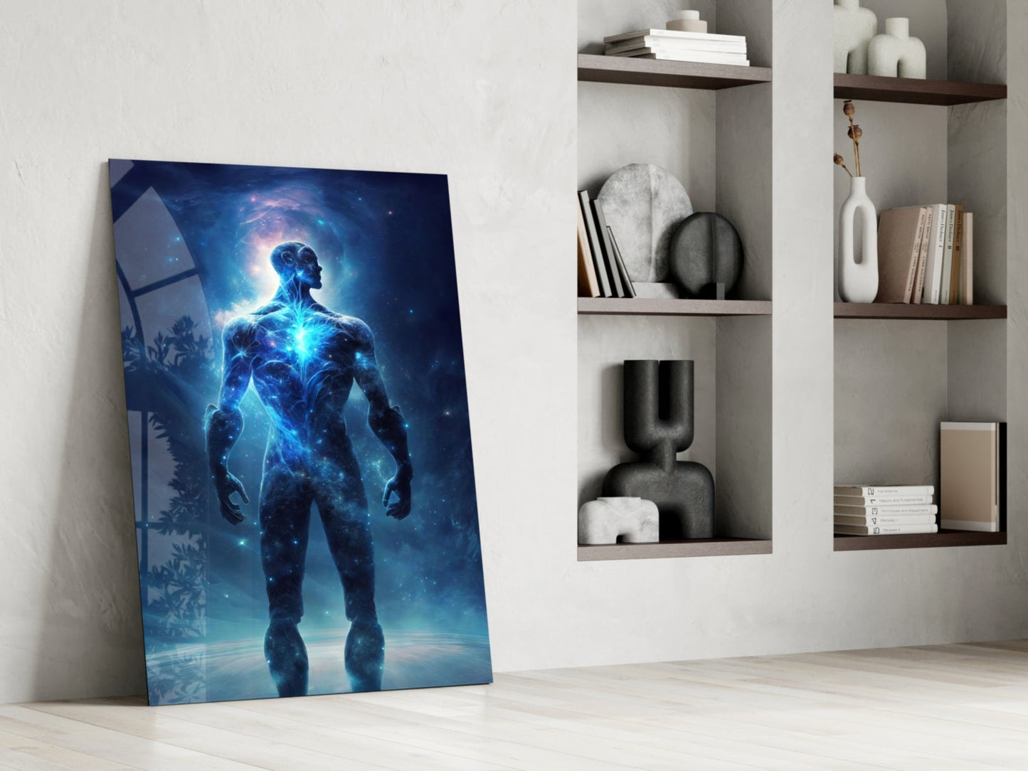 Vitruvius Man Glass Wall Art