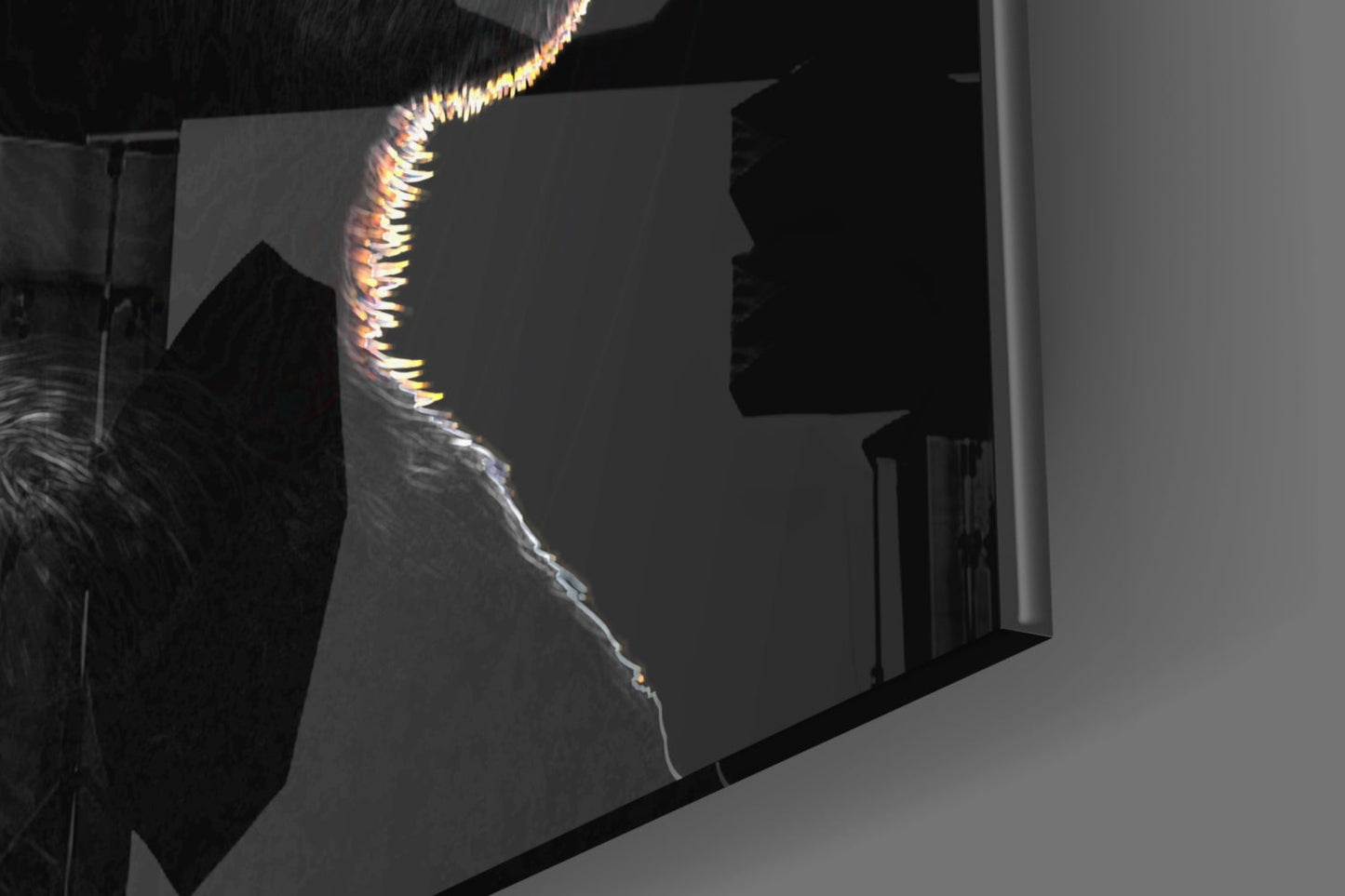 3 Wise Monkeys Neon Lines Glass Wall Art