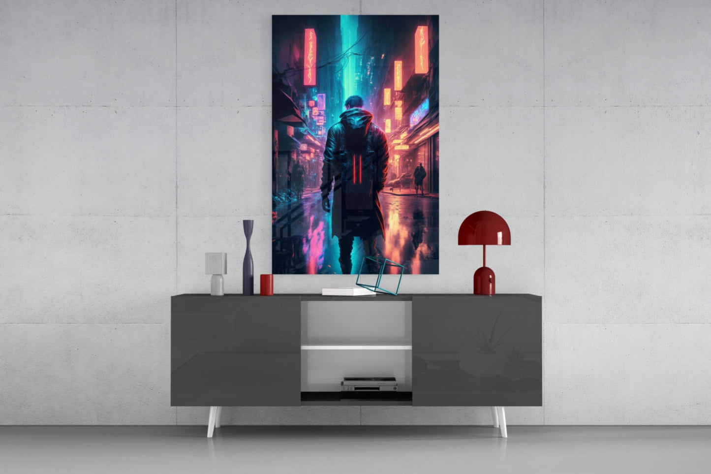 Cyberpunk Glass Wall Art